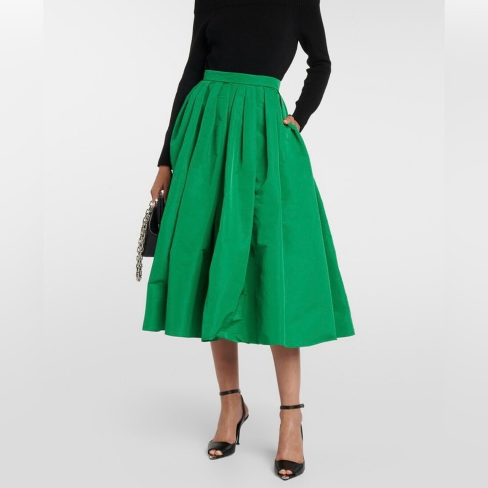 Alexander McQueen Green Gathered Polyfaille Midi Skirt - Size IT 38/US 2 - Picture 10 of 10